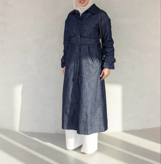 Denim Linen Trench
