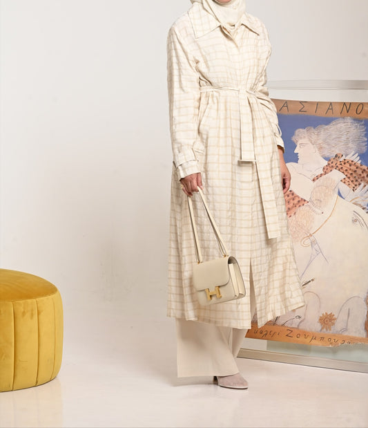 Latte Plaid Trench