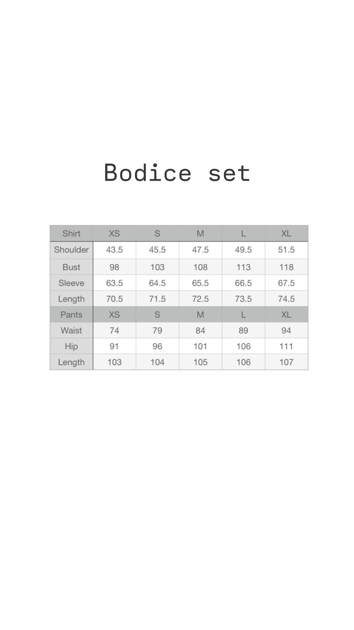 Bodice Set