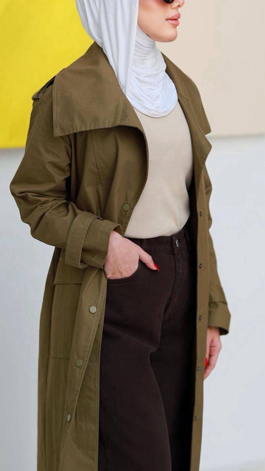 Olive trench coat