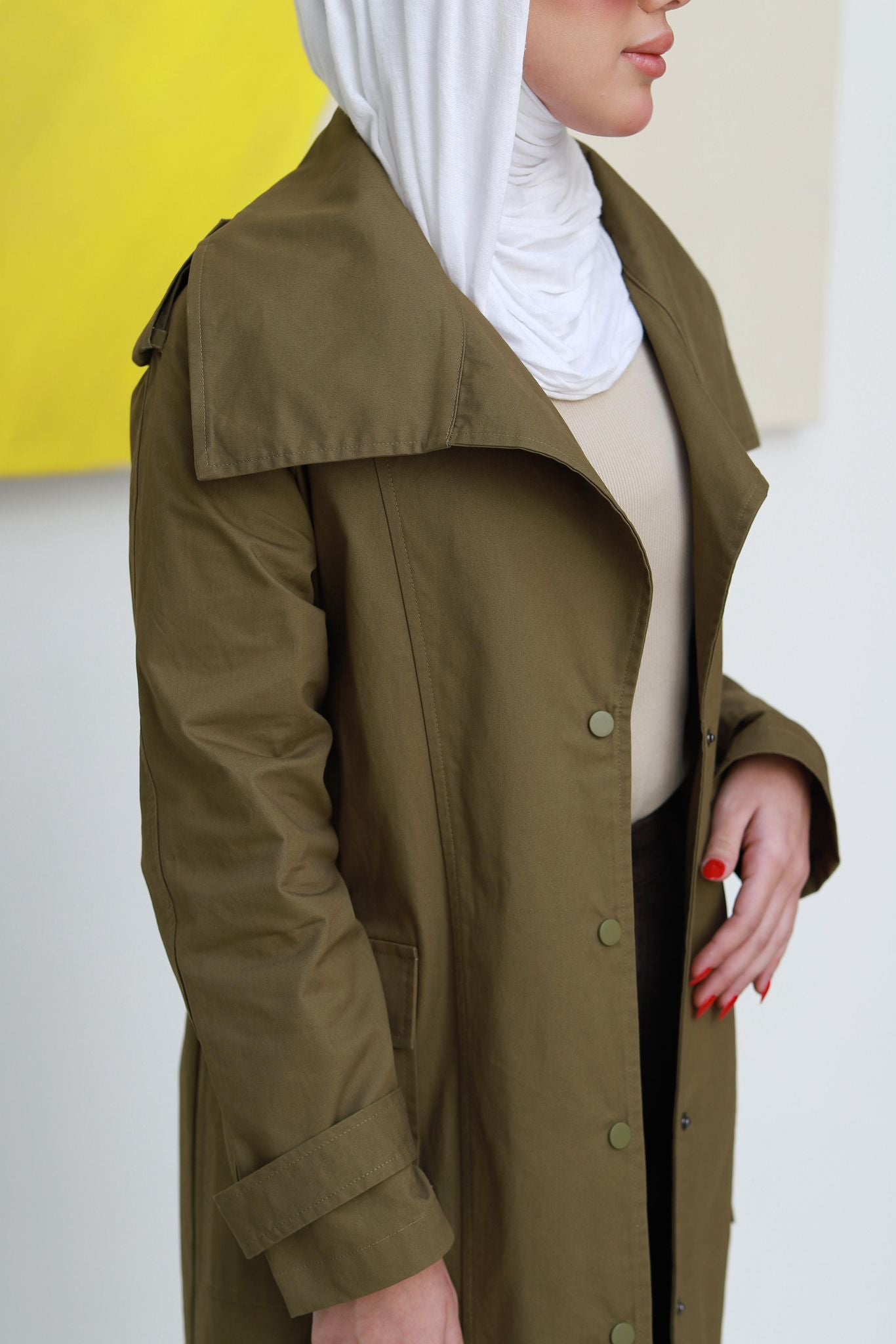 Olive trench coat