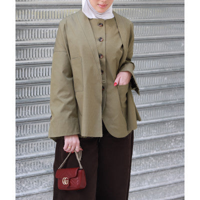 Olive set vest with jacket