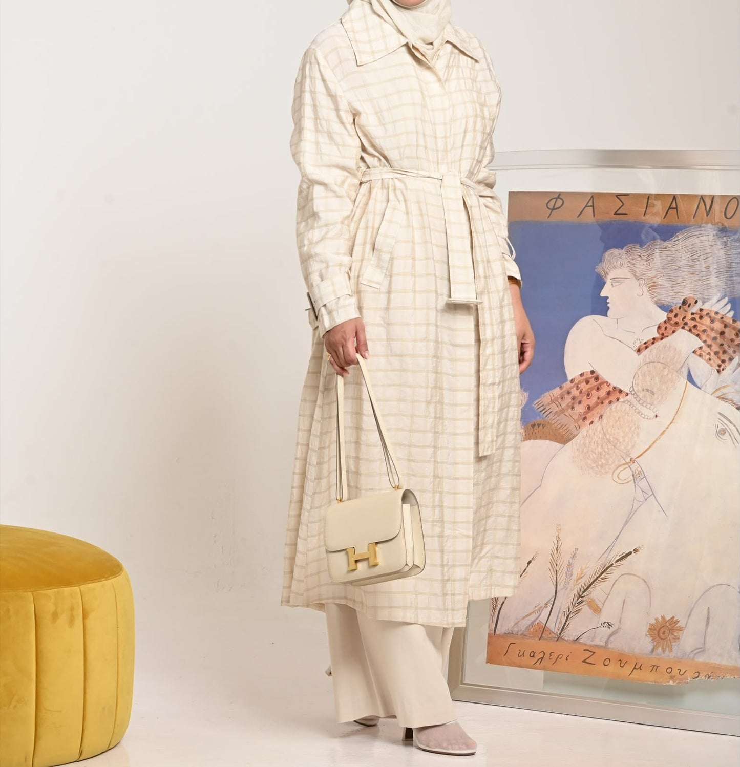 Latte Plaid Trench