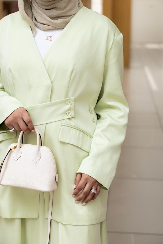 Lime Cream Skirt Set