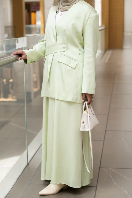 Lime Cream Skirt Set