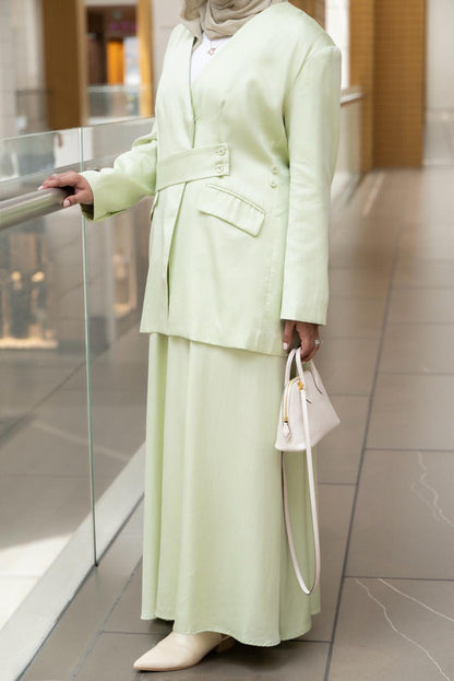 Lime Cream Skirt Set