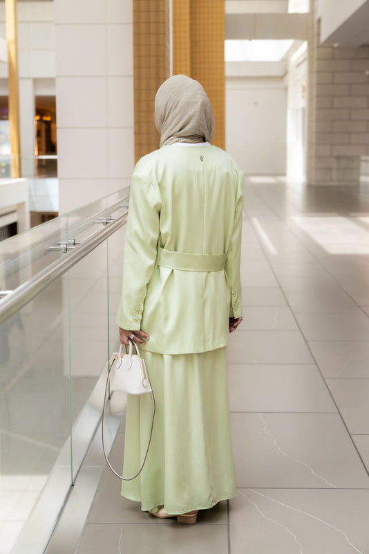 Lime Cream Skirt Set