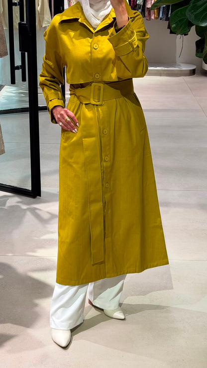 Mustard Pure Linen Trench