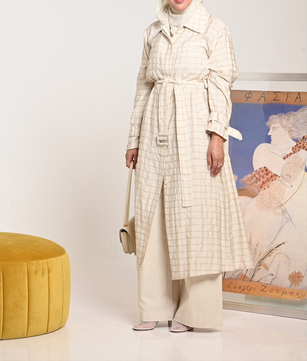 Latte Plaid Trench