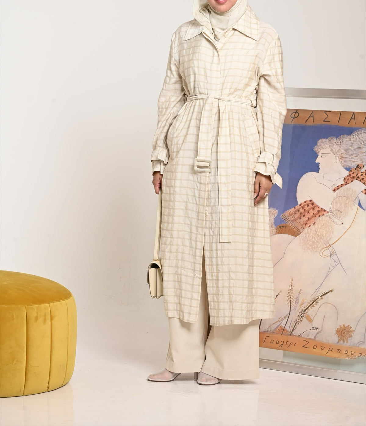 Latte Plaid Trench