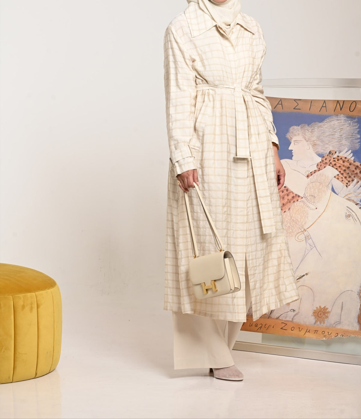 Latte Plaid Trench