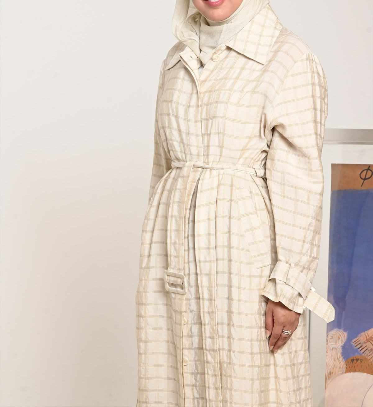 Latte Plaid Trench