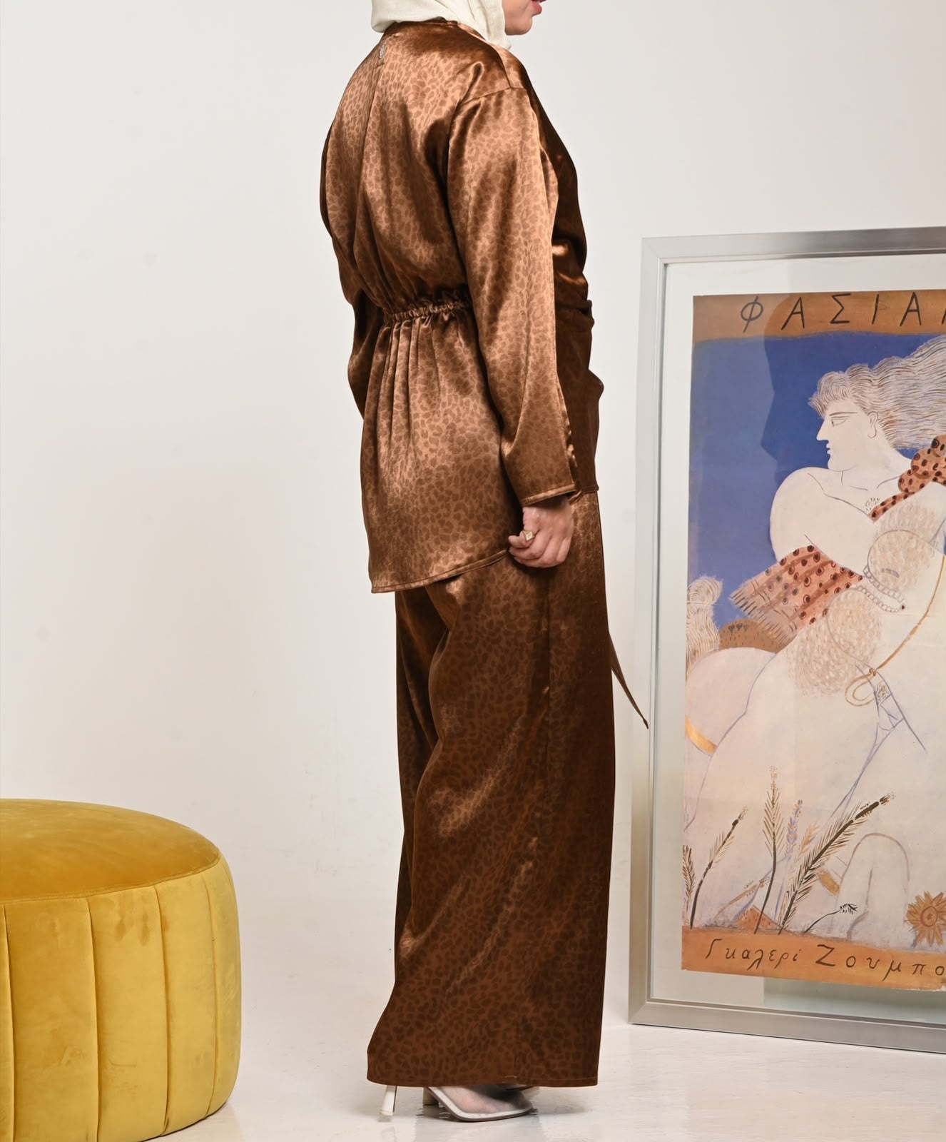 Brown Leopard Silk Set