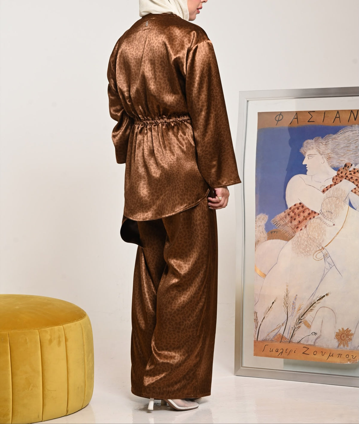 Brown Leopard Silk Set