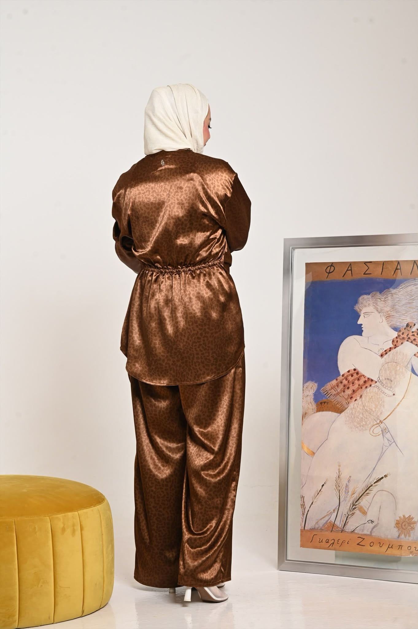 Brown Leopard Silk Set
