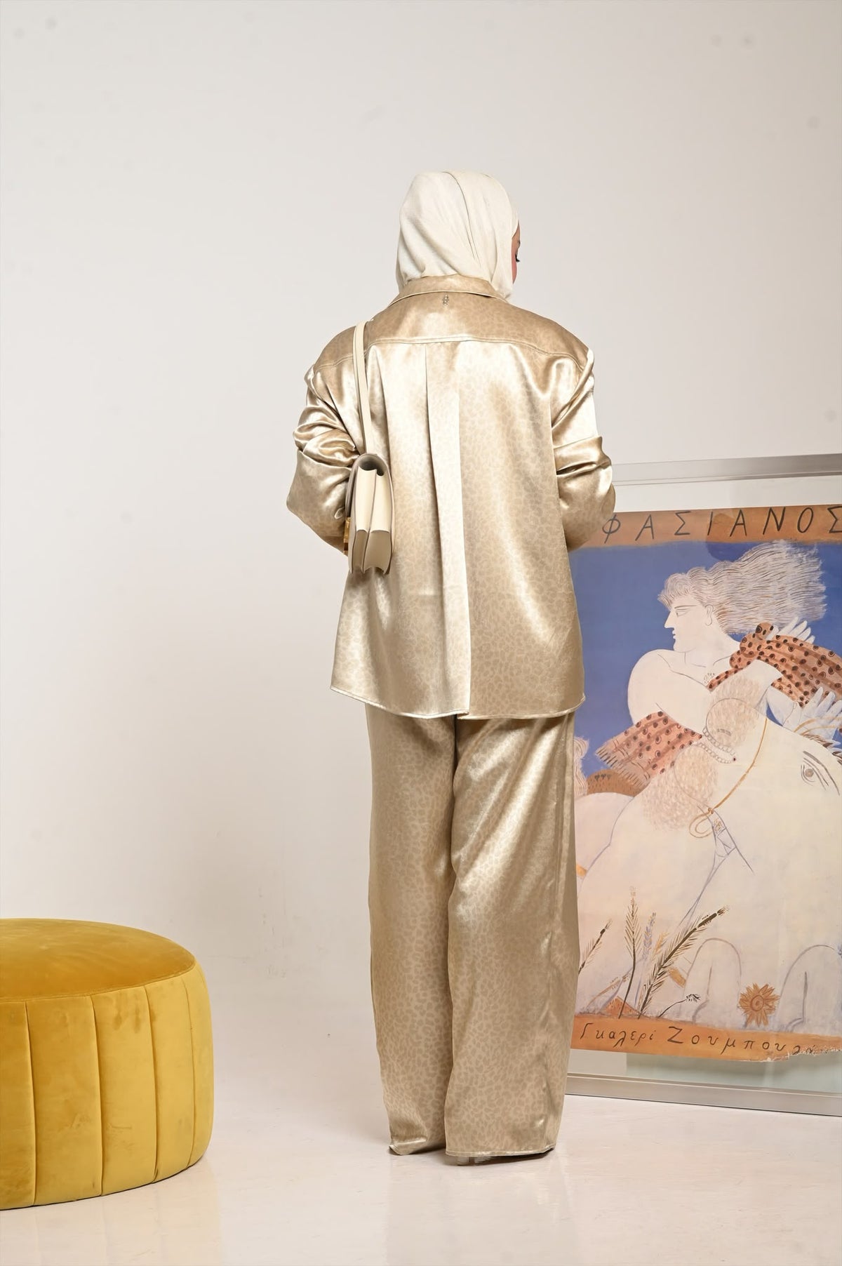 Beige Leopard Silk Set