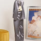 Silver Purple Leopard Silk Set