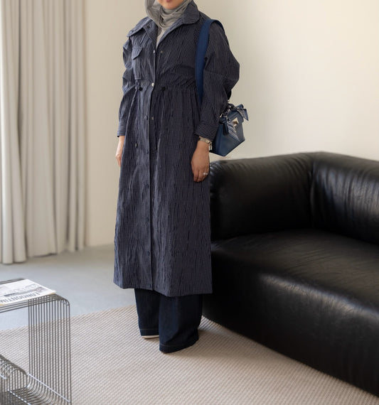 Korean Plaid Navy Blazer
