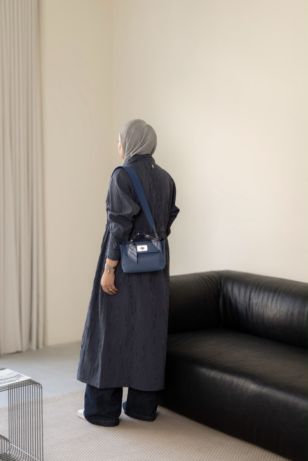 Korean Plaid Navy Blazer
