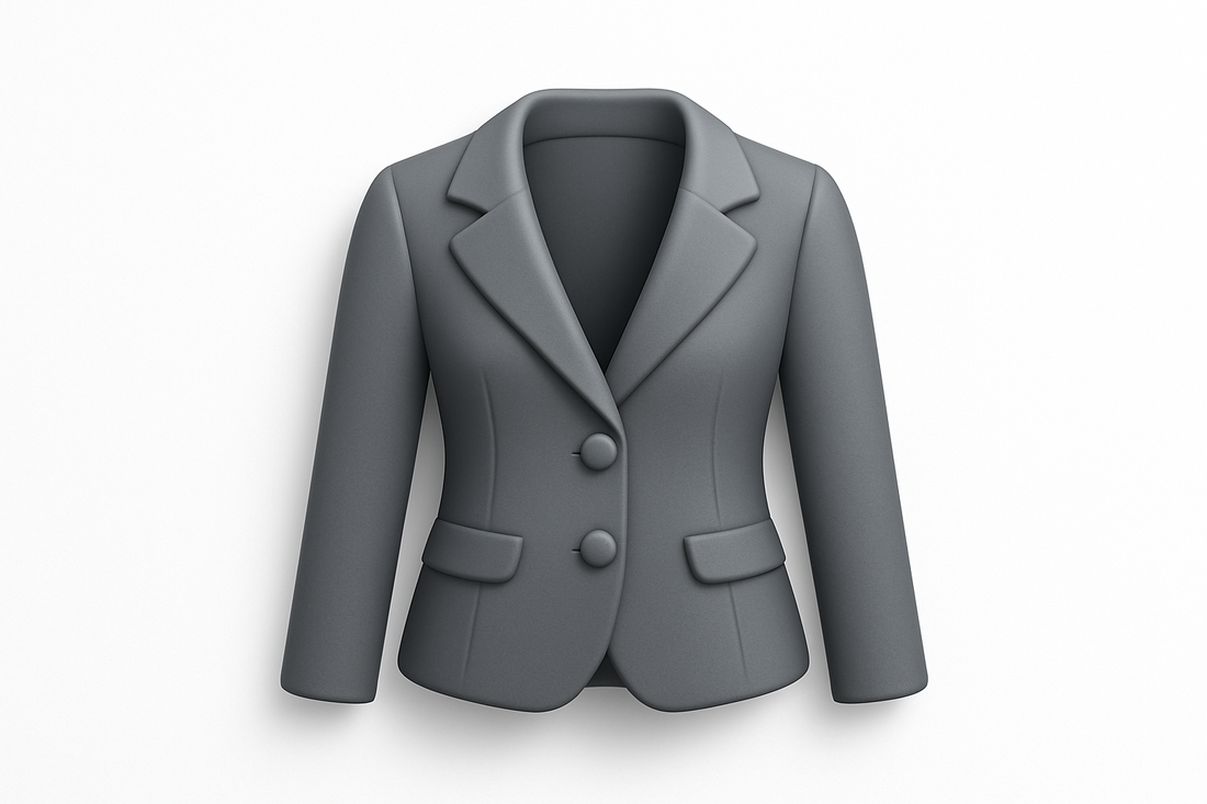 generate an icon for 3D women all grey jacket with white back ground