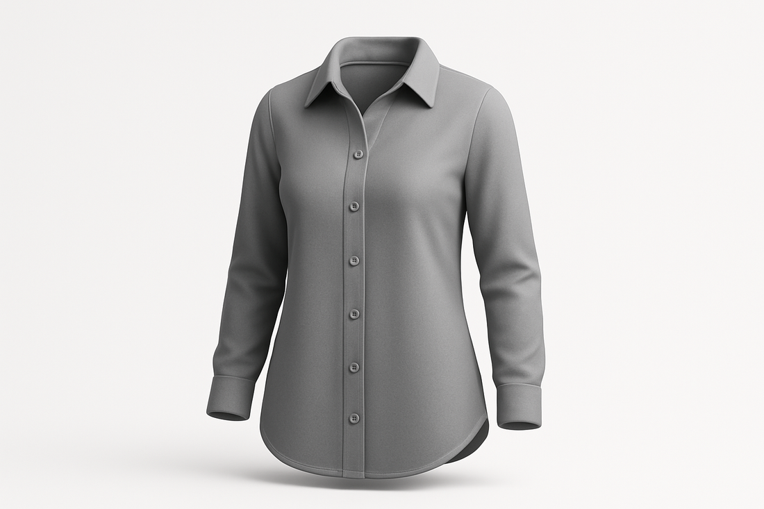 generate an icon for 3D women all grey long shirt no Bady with white back ground